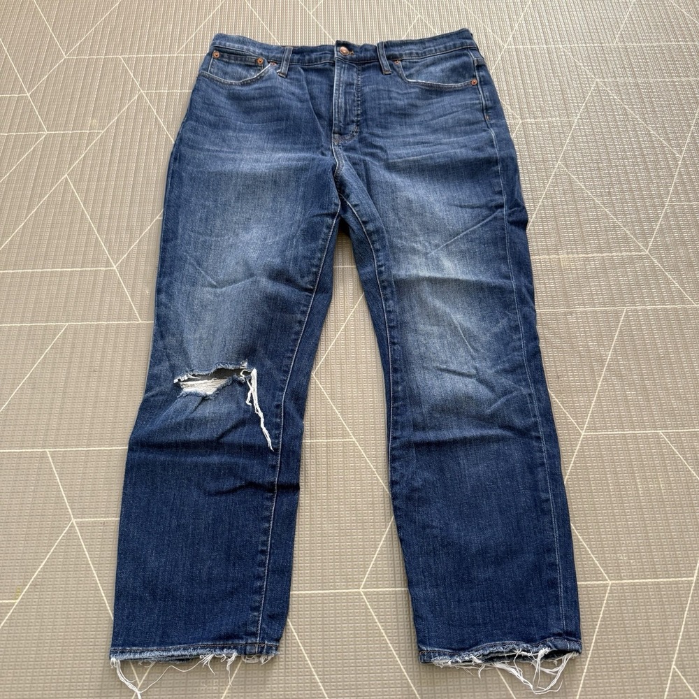 Madewell The Perfect Vintage Crop Jean Women's 31 Medium Wash Distressed‎